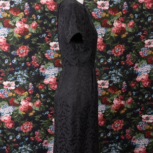 1960s Floral Print Jacquard Black Square Neck Day Dress by The Jones Girl image 6