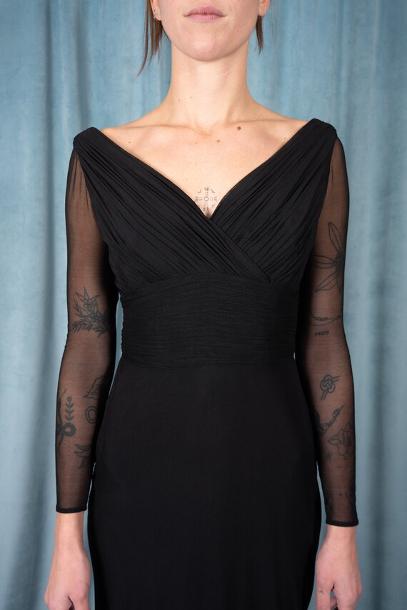 VICKY TIEL COUTURE Fine Black Jersey Mesh, Sheer-… - image 3