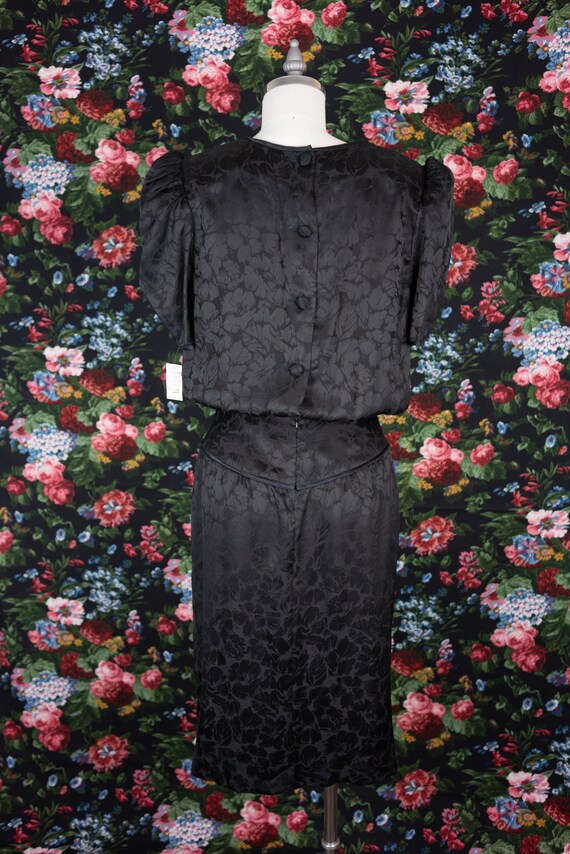 Vintage 1980s Flora Kung Black on Black Silk Flor… - image 3