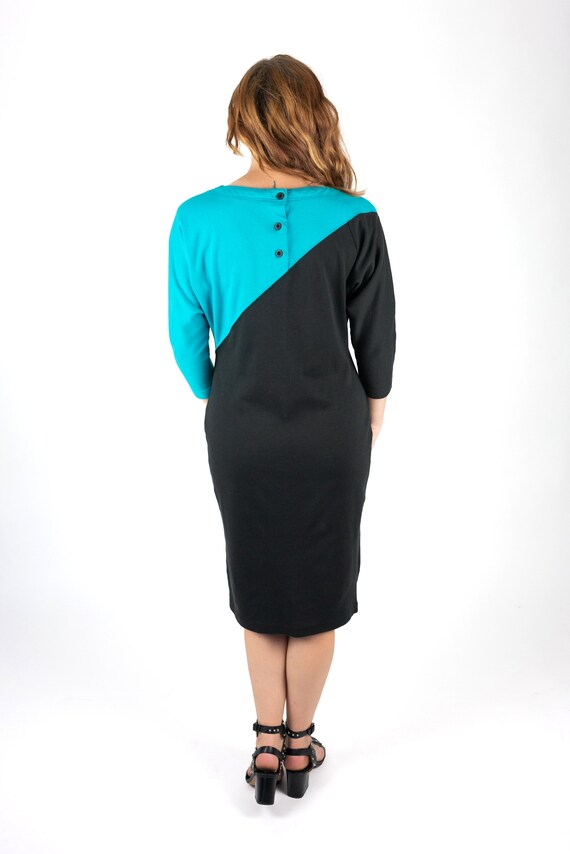 Vintage 1980s Outlander Turquoise and Black Asymm… - image 2