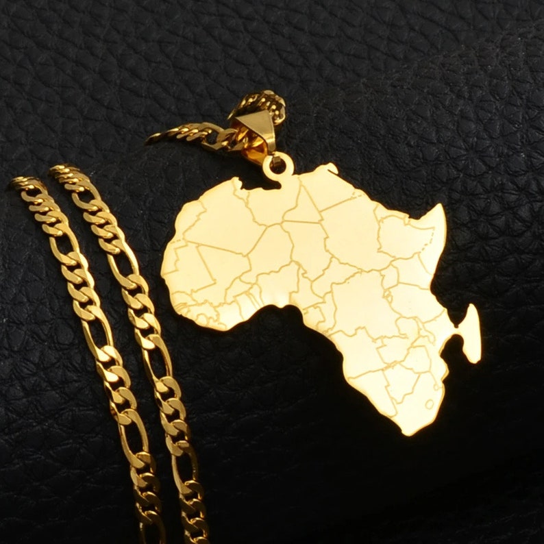 Hip Hop Style Africa Map Necklace Necklace Gold Color Jewelry For Women/'s African Jewelry Maps