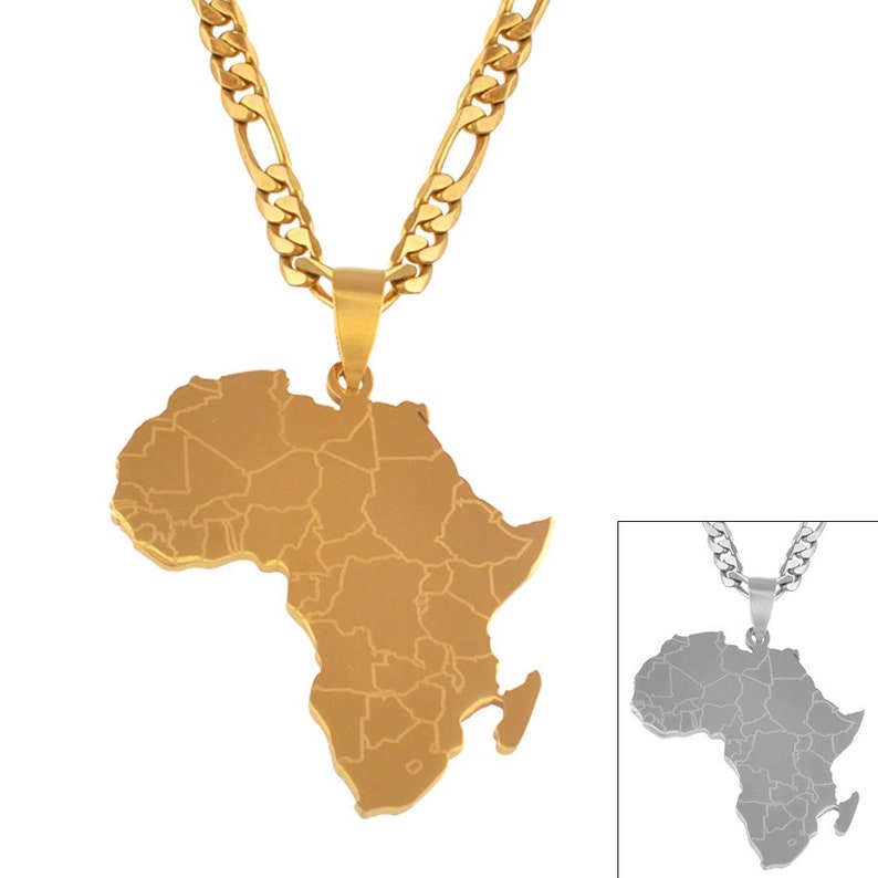 Hip Hop Style Africa Map Necklace Necklace Gold Color Jewelry For Women/'s African Jewelry Maps