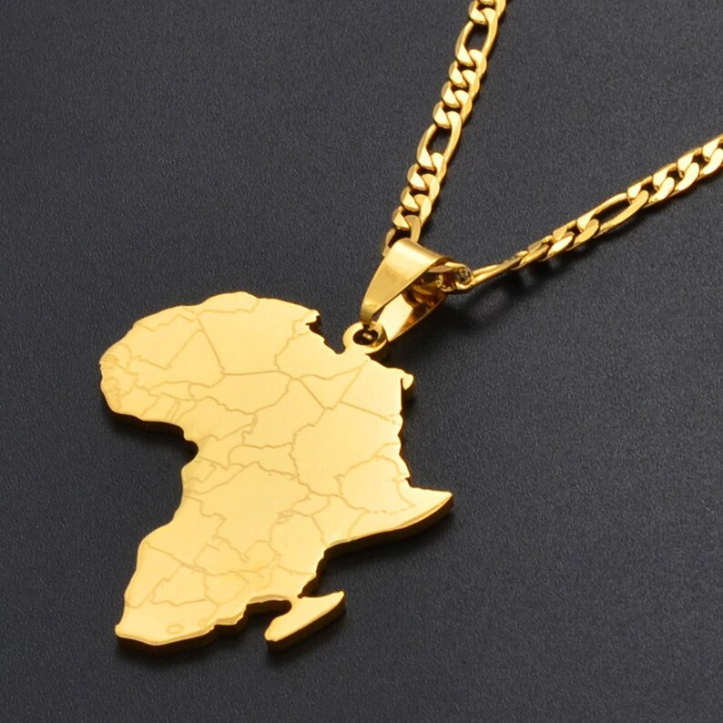 Hip Hop Style Africa Map Necklace Necklace Gold Color Jewelry For Women/'s African Jewelry Maps