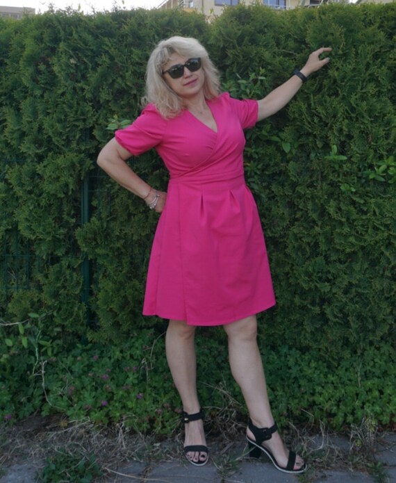 white christmas dresses Final Sale Plus Size Faux Wrap Dress in Aqua Palm Print