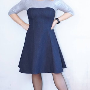 Denim dress, big size, denim dress with zip, denim dress with elastane, handmade dress