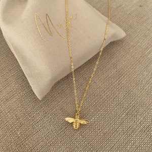 18k gold plated bee charm necklace | Choice of 18k gold vermeil chains