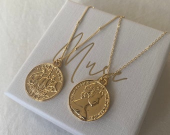 Queen Elizabeth Half Penny Double Sided Coin Necklace