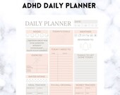 Printable ADHD Planner // Gray and Pink // Organizational Planner for Daily Tasks // Instant Download