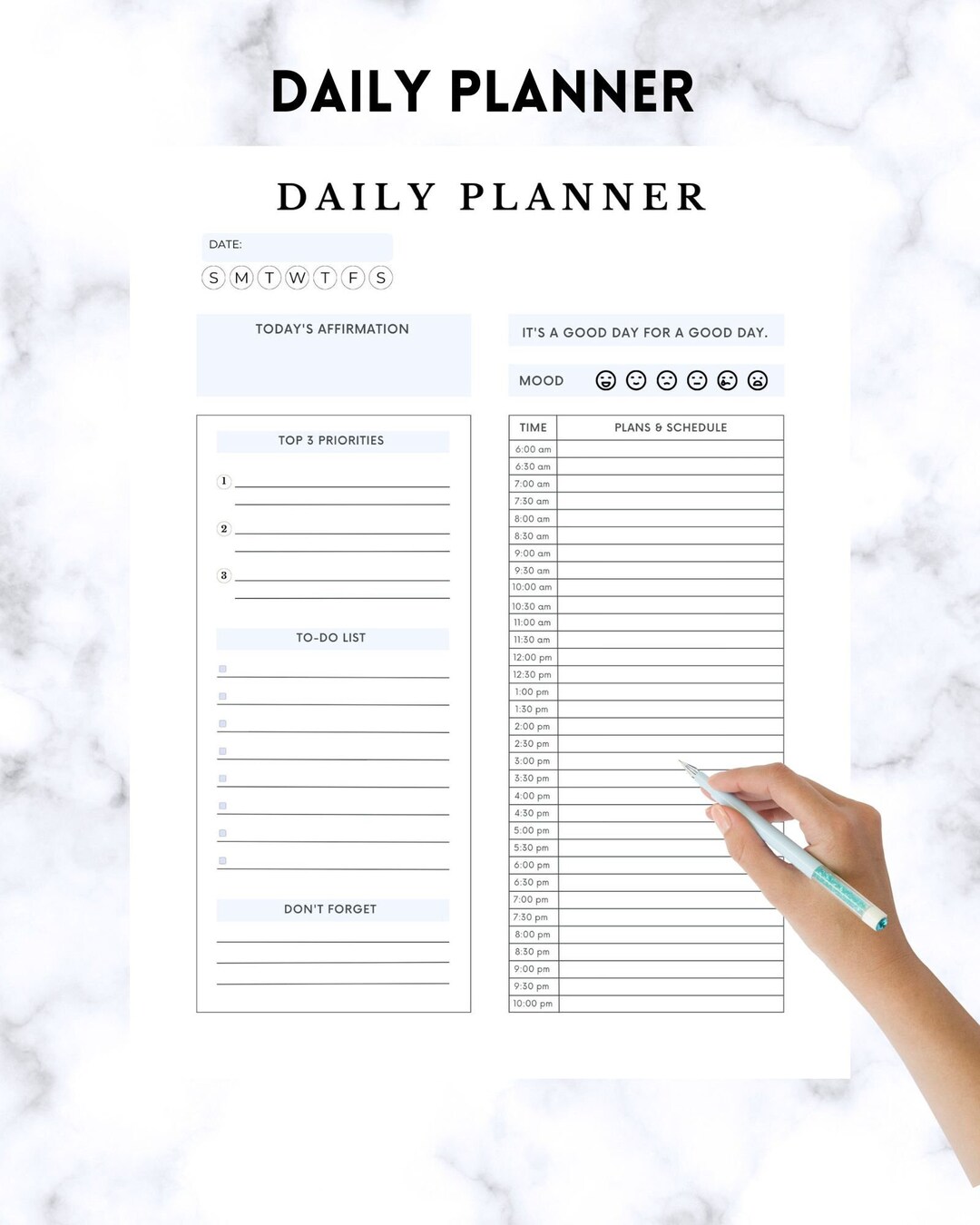 Printable ADHD Daily Planner // Modern and Cute Printable Planner ...