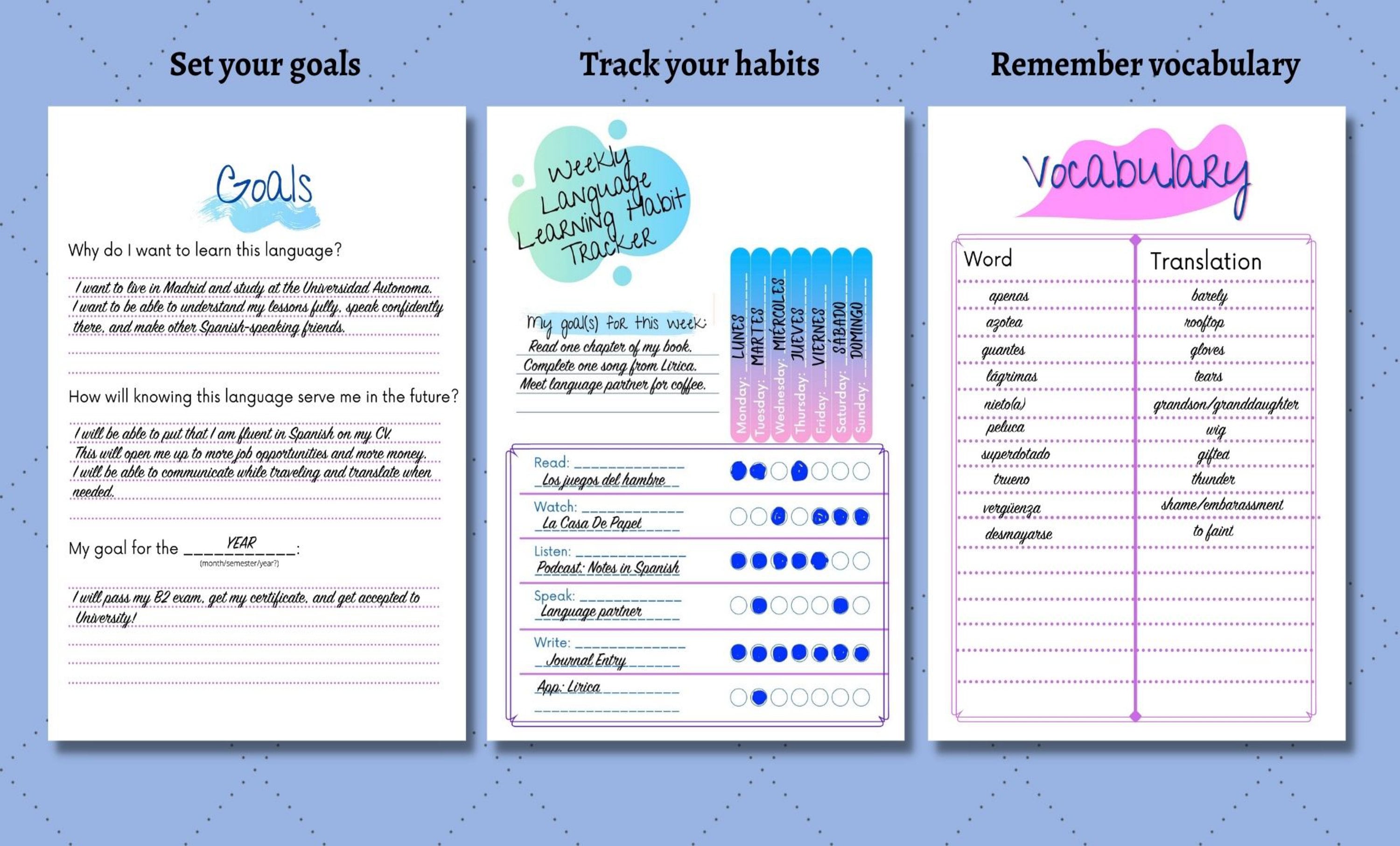 Printable Language Learning Journal / Downloadable Language | Etsy