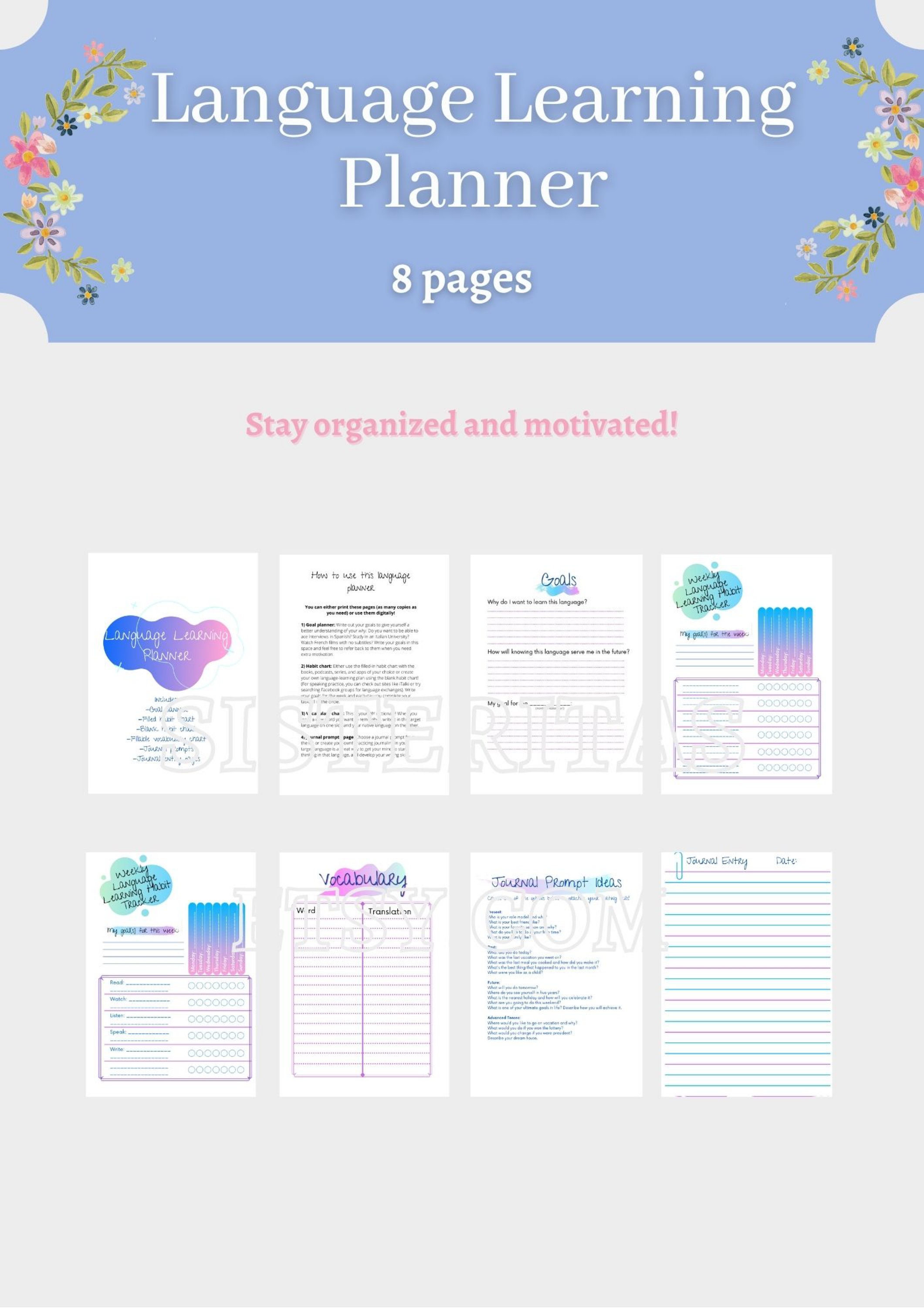Printable Language Learning Journal / Downloadable Language | Etsy