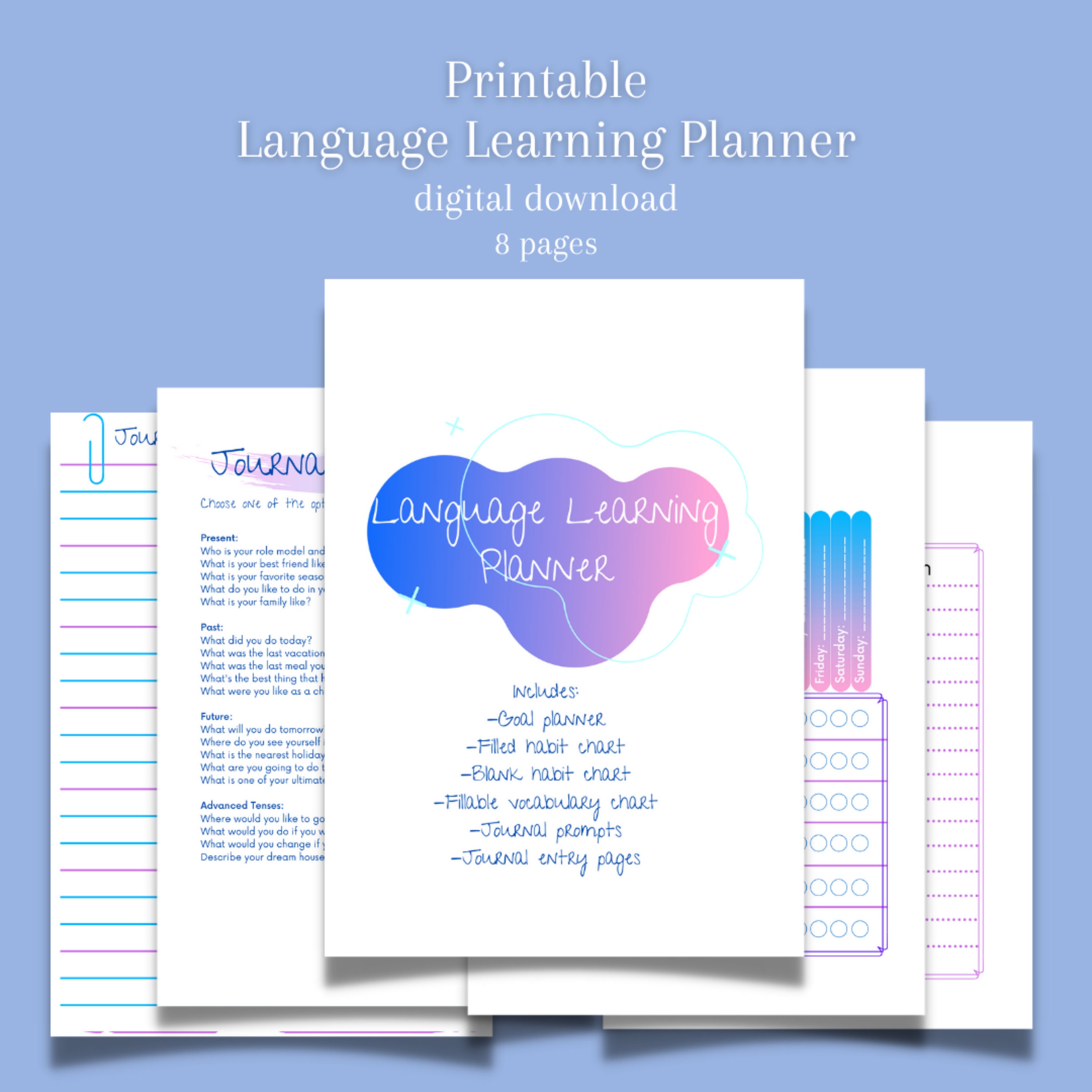 Printable Language Learning Journal / Downloadable Language | Etsy