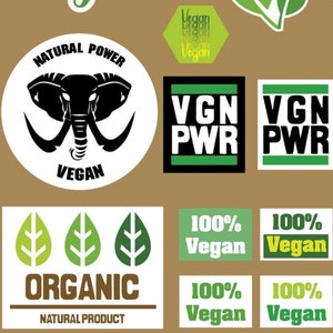 Adesivi vegani - Set di 16 adesivi diversi