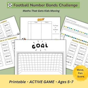 Football Maths Game |Movement Game| Number Bonds Active Learning/ Printable download