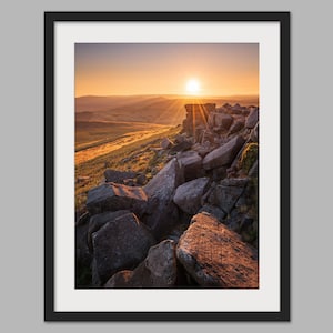 Stanage Edge Sunset Print: Peak District Wall Art