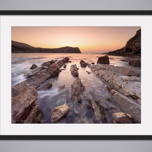 Sunset at Lulworth Cove, Dorset- Photographic Print, Canvas, Wall Art, Photo Print