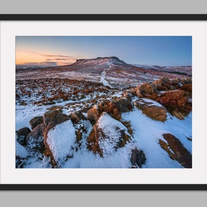 Peak District Winter Print: Higger Tor and Carl Wark Landscape