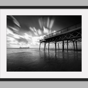 Lytham St Annes Pier Print: Lancashire Coast Black and White Wall Art