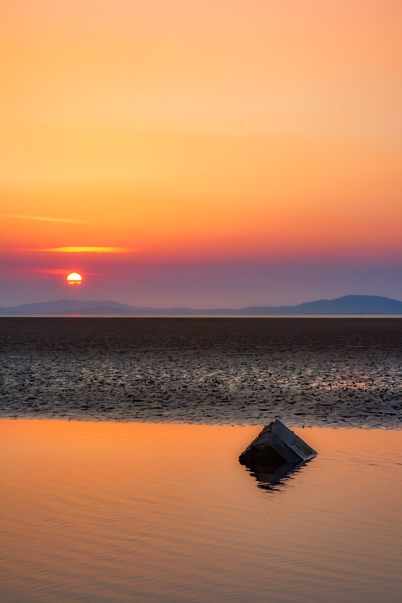 North West Coast Silloth Beach Sunset Cumbria Wall Art Photo Print Photographic Print Canvas Portrait