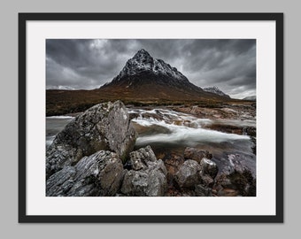 Stob Dearg & River Coupall, Glencoe, Scotland-Photographic Print, Canvas Print, Wall Art