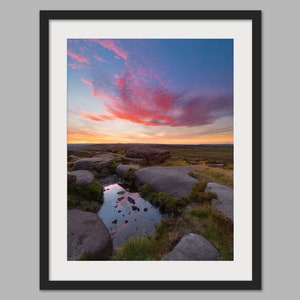 Stanage Edge Sunset Print: Peak District Landscape Photography