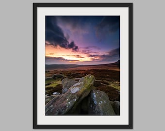 Carl Wark Twilight, Peak District Print - Photographic Print, Canvas, Wall Art, Photo Print