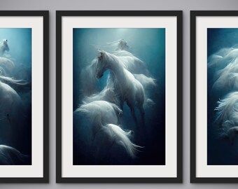 Horses of the Sea, Fantasy Art, Photographic Print, Wall Art, Wall Decoration, Fine Art Print