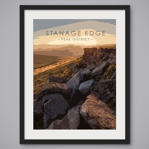Stanage Edge Sunset: Vintage Peak District Photo Print