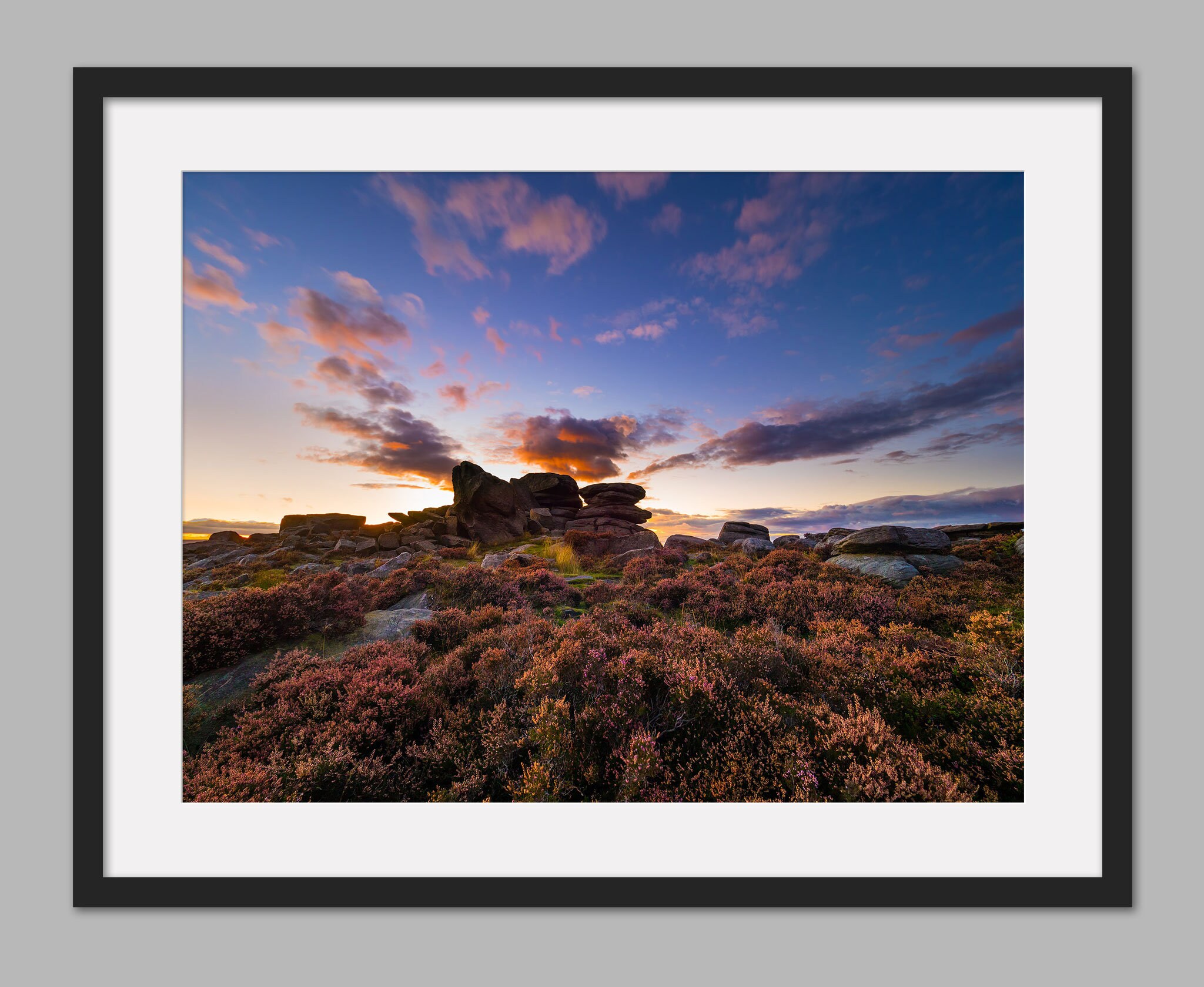 Peak District Heather Print: Over Owler Tor Landscape Photography