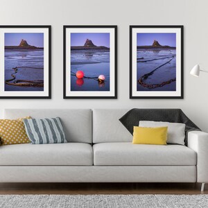 Holy Island Lindisfarne Castle Harbour Twilight - Photographic Print, Canvas, Wall Art, Photo Print, Wall Decoration