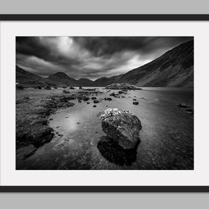 Wastwater Print, Dramatic Light, Lake District - Black and White Photographic Print, Canvas, Wall Art, Photo Print