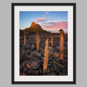 Holy Island Lindisfarne Castle Sunset (Portrait) - Photographic Print, Canvas, Wall Art, Photo Print