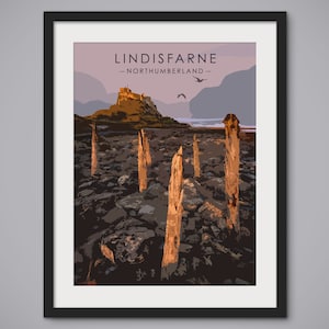 Holy Island Lindisfarne Castle - Vintage Retro Poster Print, Photographic Print, Canvas, Wall Art, Photo Print