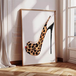 Leopard Print High Heels Art Print,Fashion Wall Art,Shoes Print,Fashion Illustration,Watercolour Painting,Girls Room Decor,High Heels
