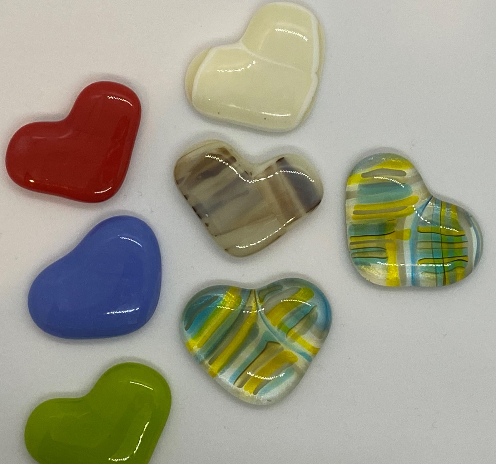 Fused Glass Hearts Pocket Hearts 1 Inch Hearts Set Of Three Etsy Sweden