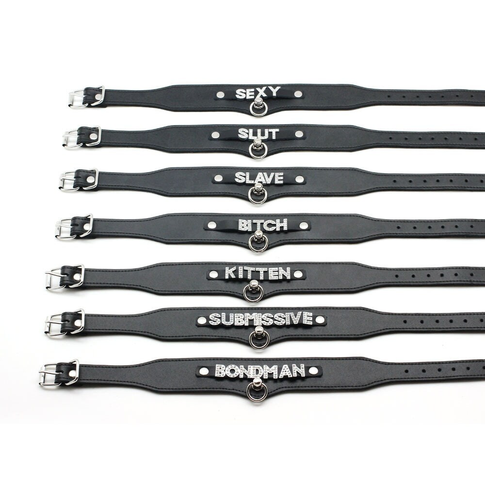 Leather Bdsm Collar With Tag
