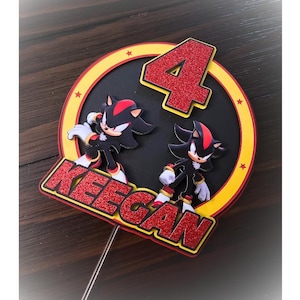 Shadow, Sonic Inspired Cake Topper / Sonic Shadow Themed Decor / Personalized Cake Topper / Shadow Hedgehog Birthday Decor