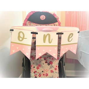 First Birthday Highchair Banner / Girl Mouse Highchair Banner / 1st Birthday / ONE banner