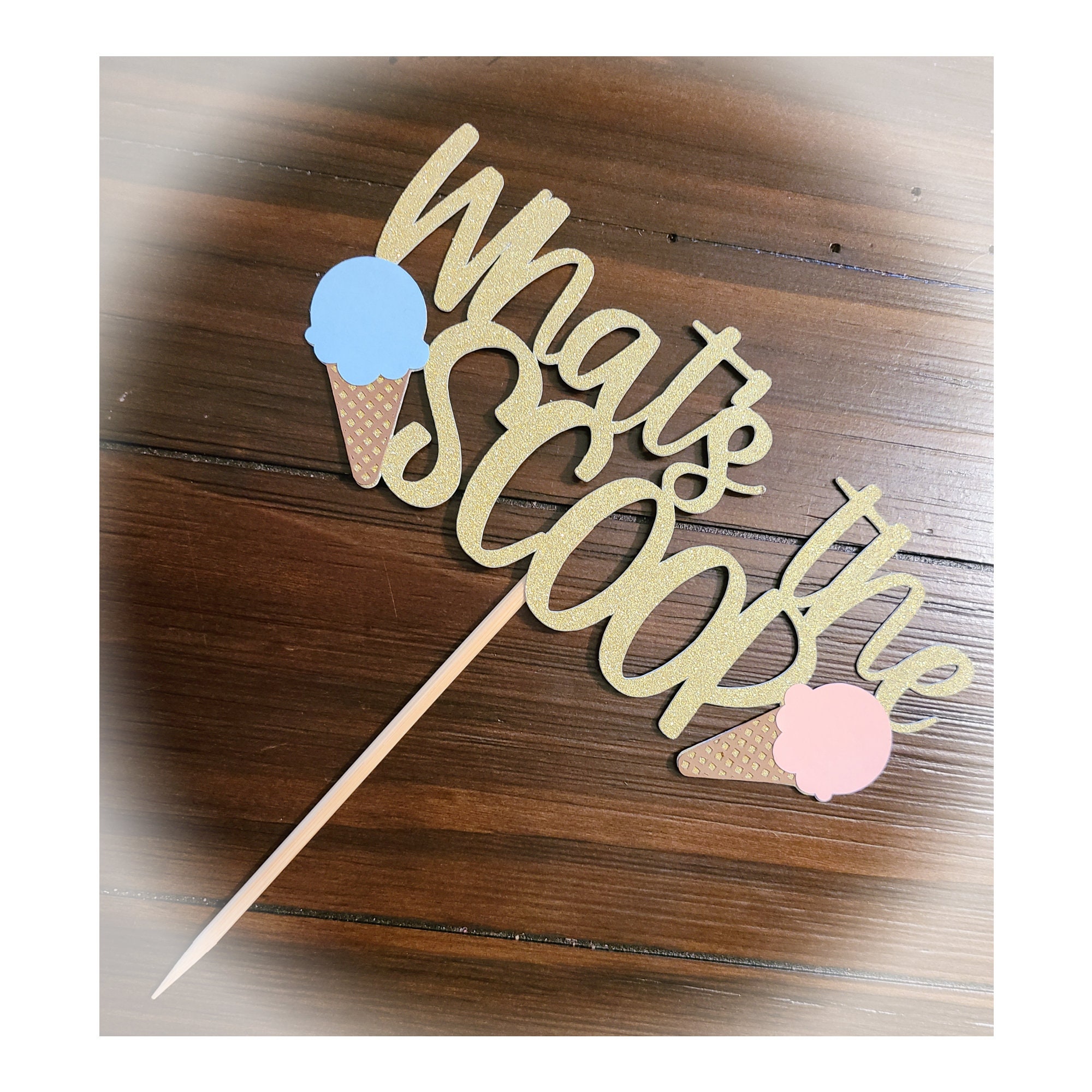 Whats the Scoop cake topper / Gender Reveal Party / Ice cream Etsy