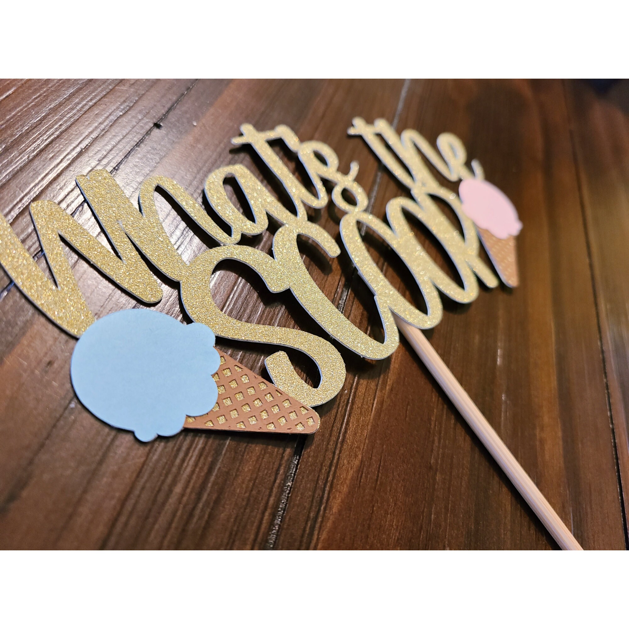 Whats the Scoop cake topper / Gender Reveal Party / Ice cream Etsy