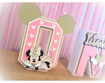 Girl Mouse 3D Letters / Mouse Birthday Decor / First 1st Birthday / Second 2nd Birthday