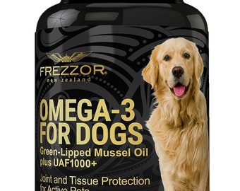 Green-Lipped Mussel Oil with UAF1000+ Super Antioxidant for Dogs and Cats. Hip, Joint Support Supplement. Glossy Coat, Fur, Skin 60 Capsules