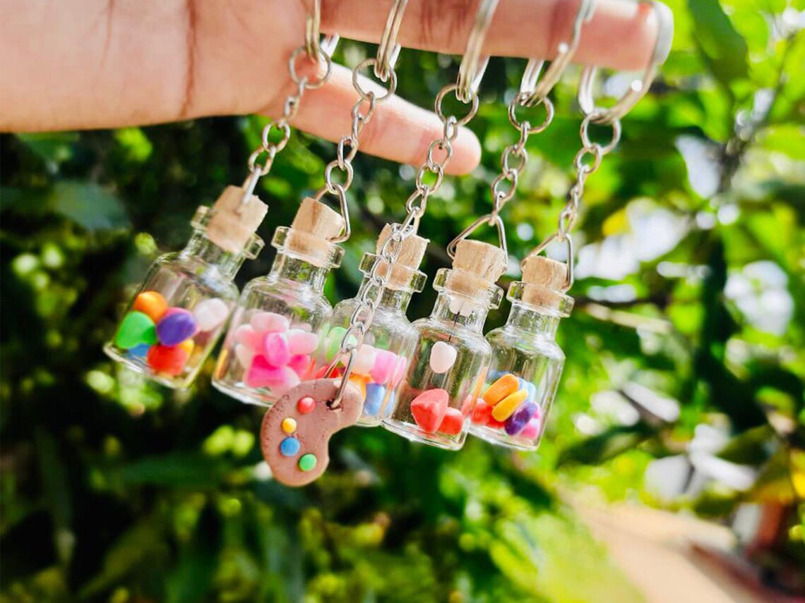 Colorful Mini Bottle Keychain / keychain / key chain / Etsy