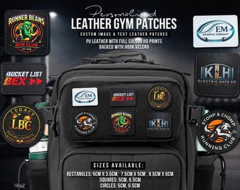 Custom Image and Text PU Leather Hook&Loop Patches Gym Bag Patches