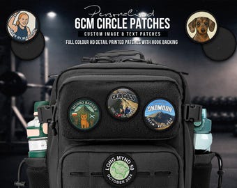 Custom Image/Text 6cm Circle Hook Backed Patches: Full Color HD Print