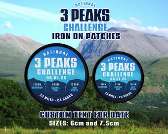 National 3 Peaks Challenge Patches CUSTOM DATE Iron on or Sew backing