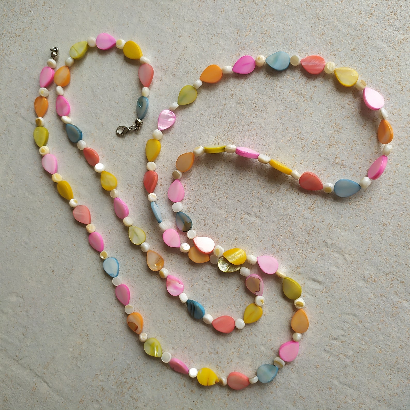 Multicolor Long Necklace Pastel Color Necklace Rainbow Etsy