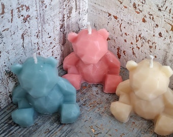 Flux Living Co. | BEAR | Teddy Baby Shower Gift Candle Pink Blue Neutral Cream