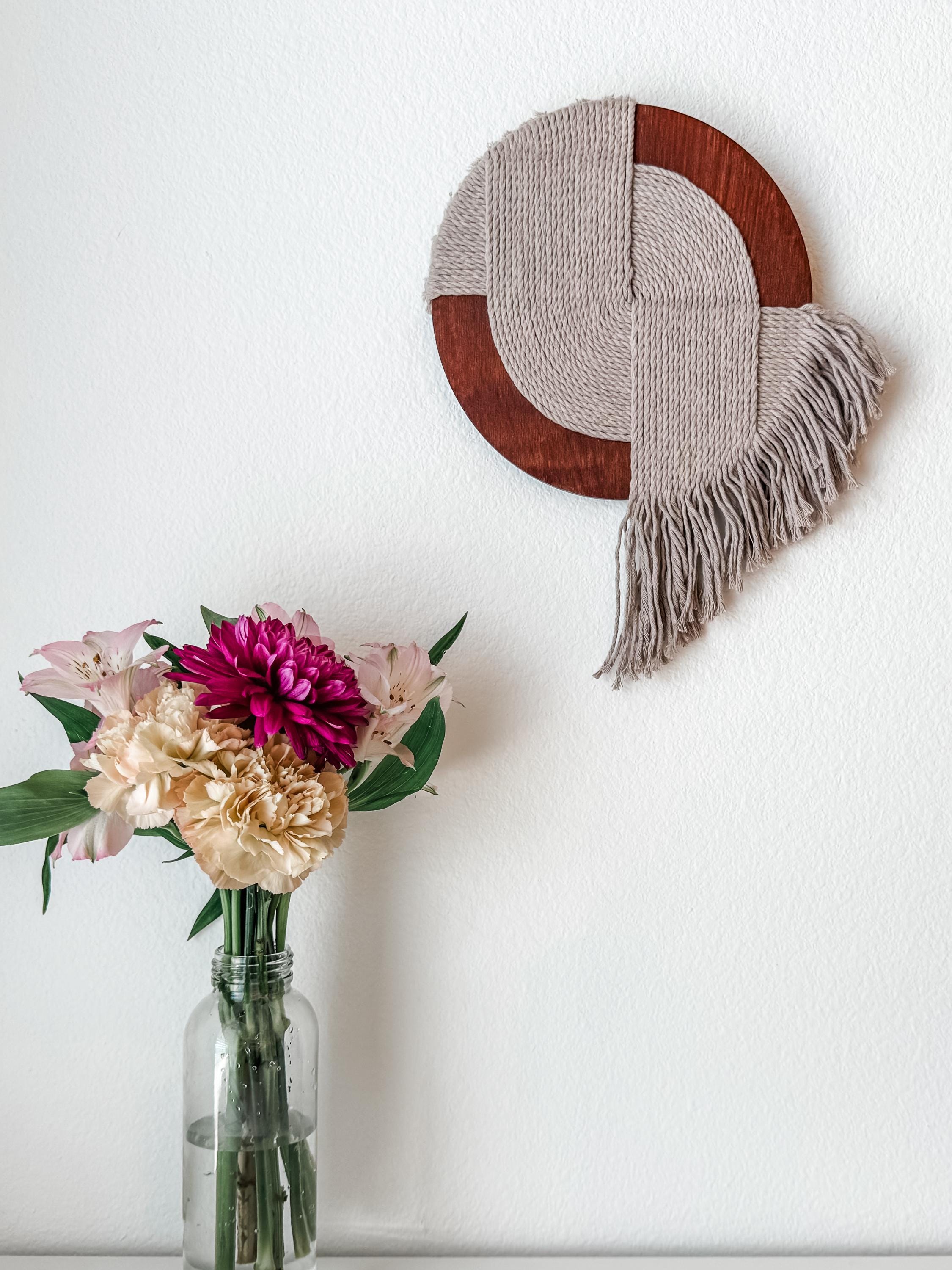 Minimalist Macrame Wall Hanging: Boho Geometric Fiber Art on Wood - Etsy