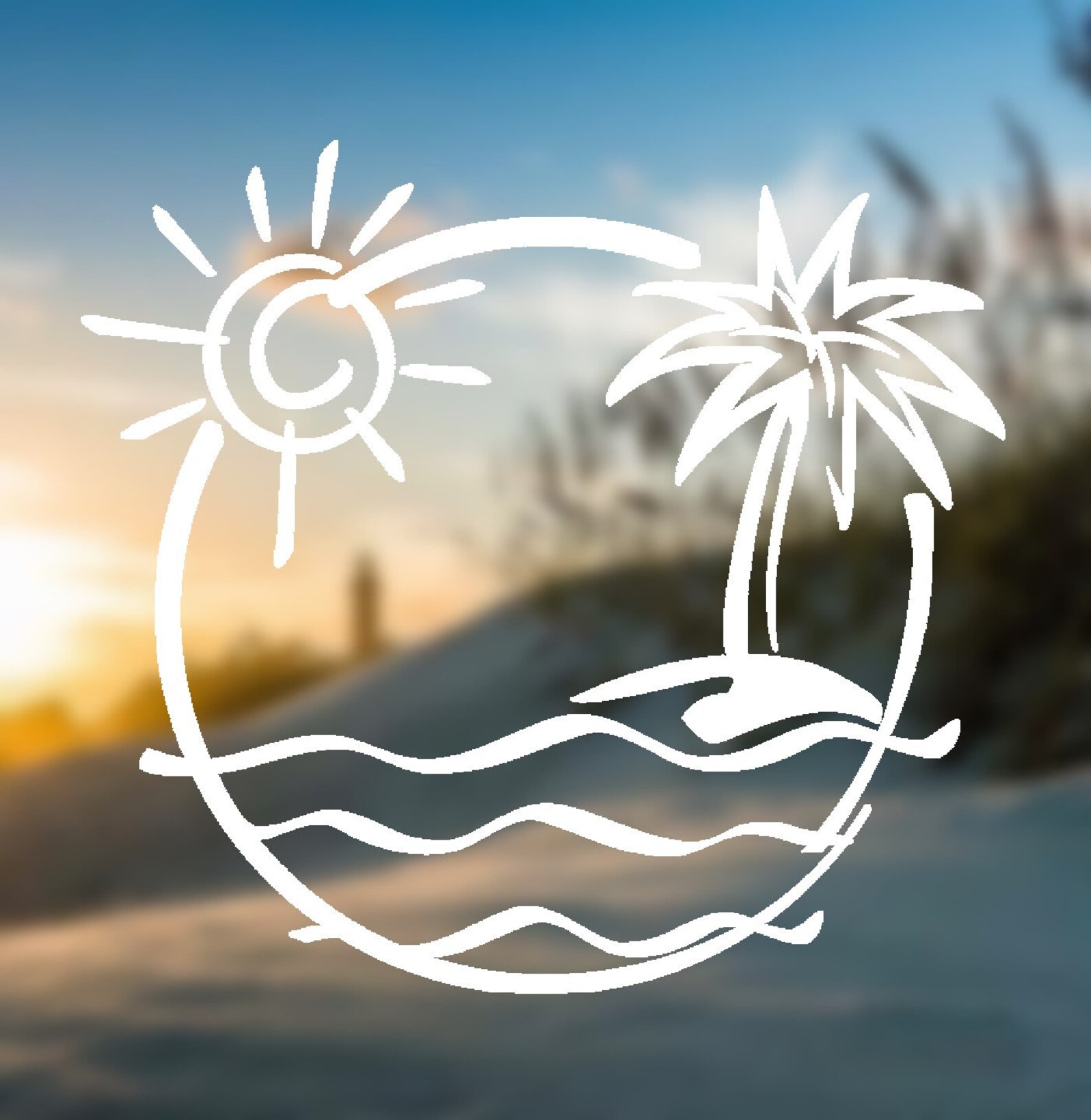 Custom Decal / Beach Scene / Multiple Vinyl Options / Decal Etsy